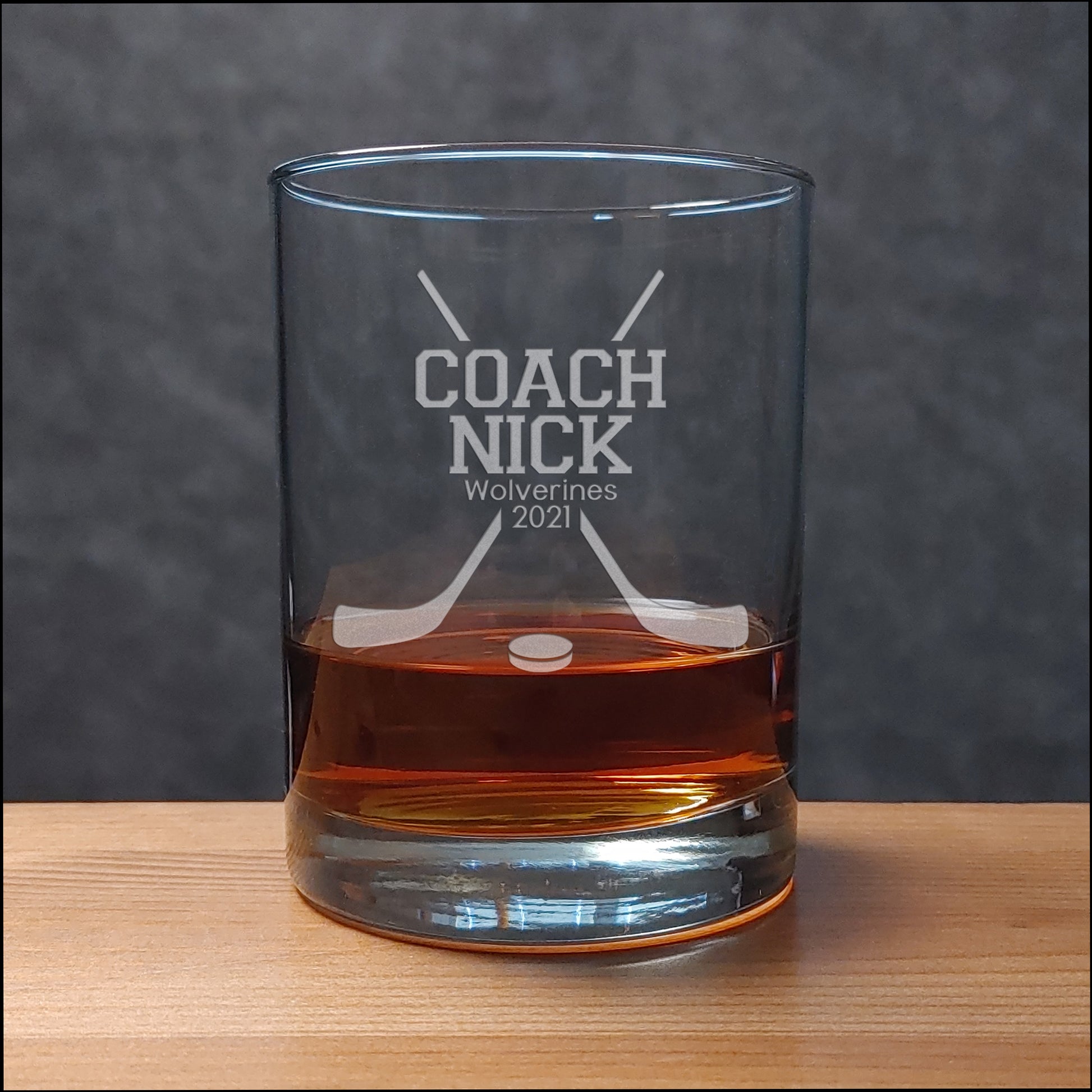 Hockey Coach Personalized Whisky Glass - Copyright Hues in Glass