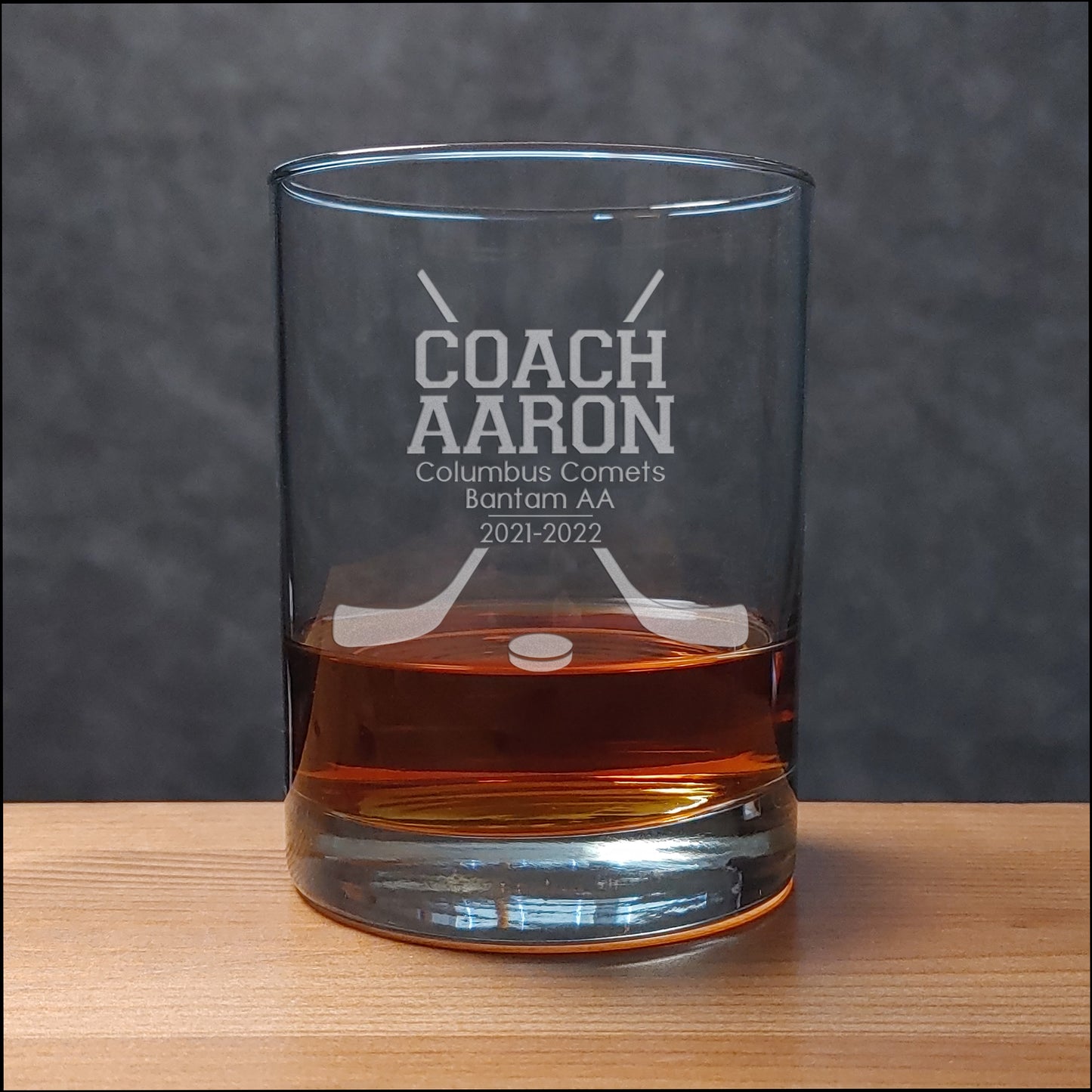 Hockey Coach Personalized Whisky Glass - Copyright Hues in Glass