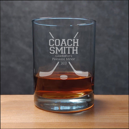 Hockey Coach Personalized Whisky Glass - Copyright Hues in Glass