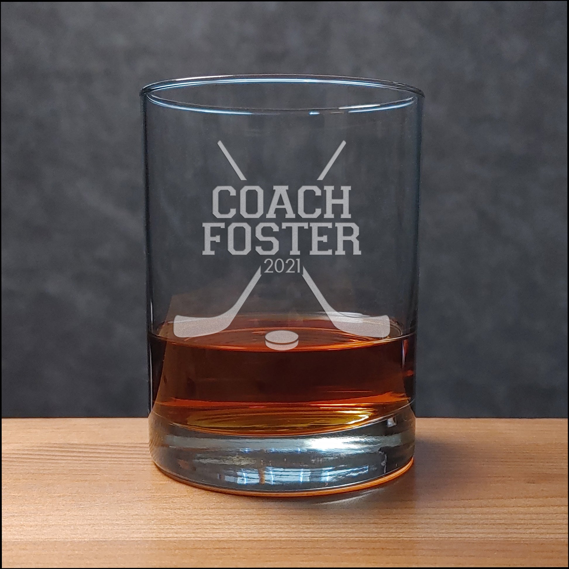 Hockey Coach Personalized Whisky Glass - Copyright Hues in Glass