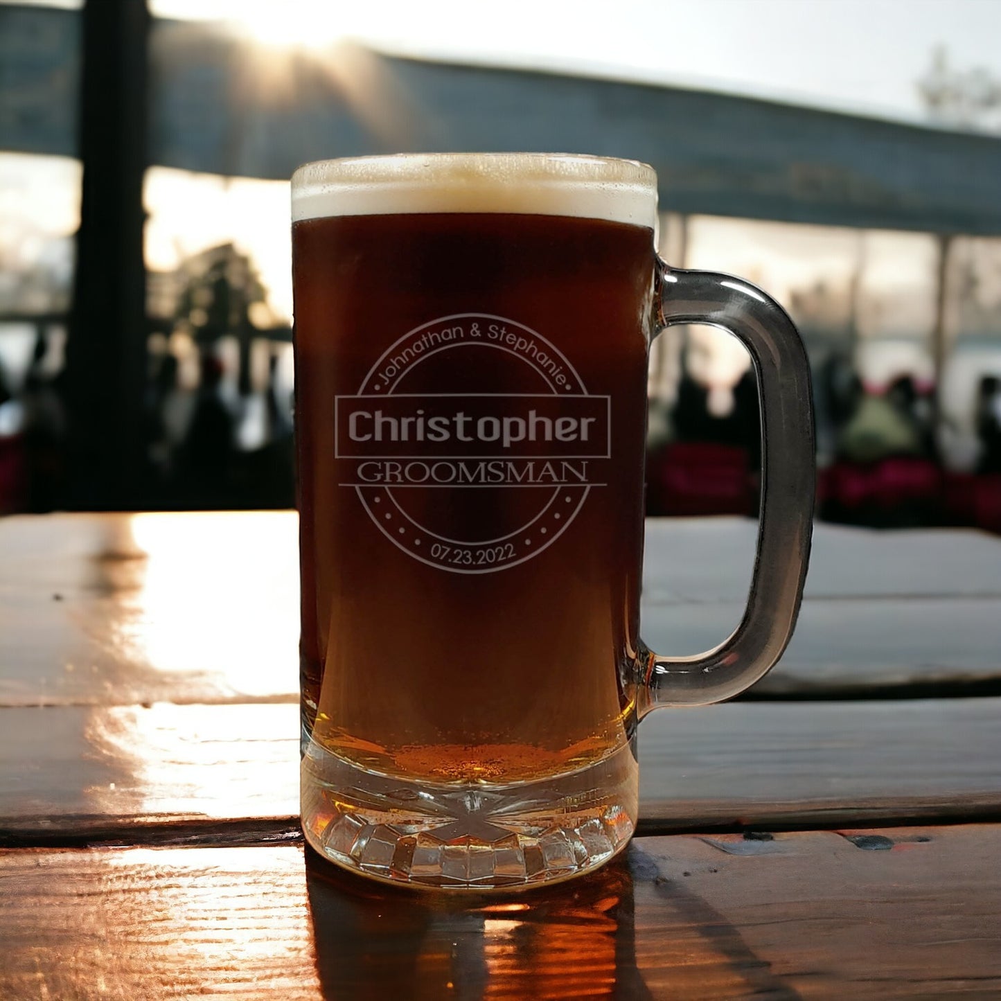 Groomsman Beer Mug - Dark Beer - Copyright Hues in Glass