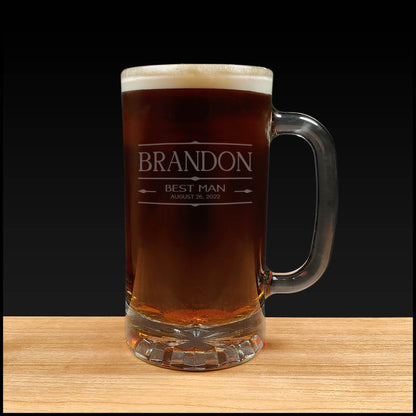 Best Man Beer Mug design - Dark Beer - Copyright Hues in Glass