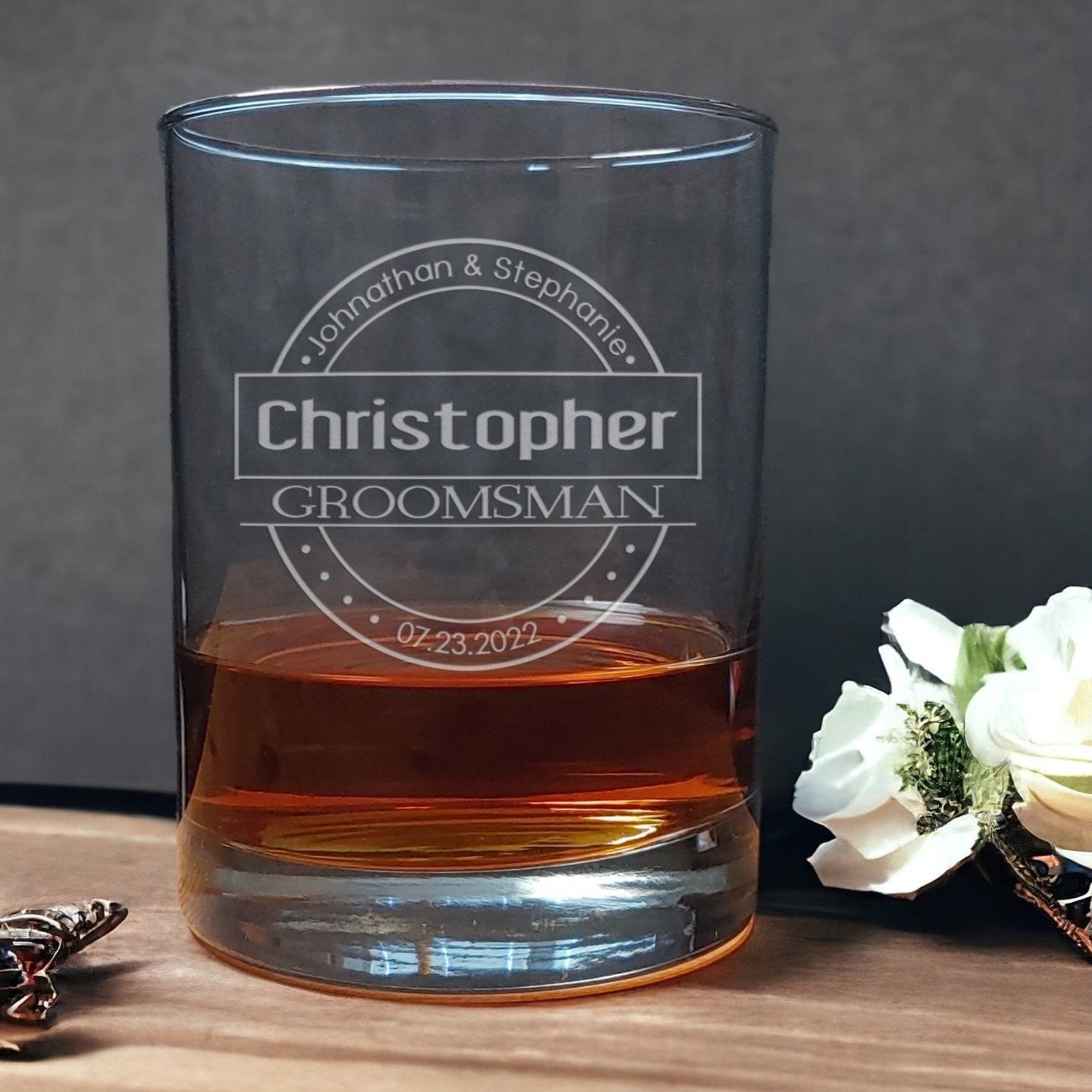 Wedding Engraved 13oz Whiskey Glass -  Wedding Party Gift