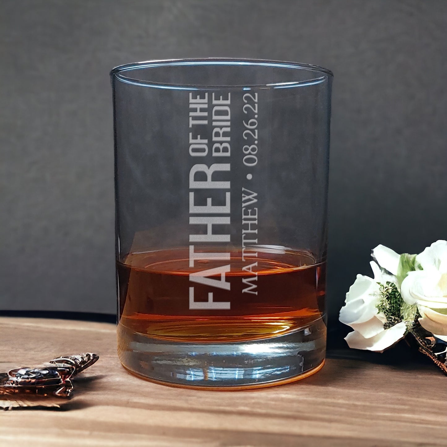 Father of the Bride and Groom 13oz Whiskey Glass - Wedding Party Personalized Gift - Custom Wedding Party Glass