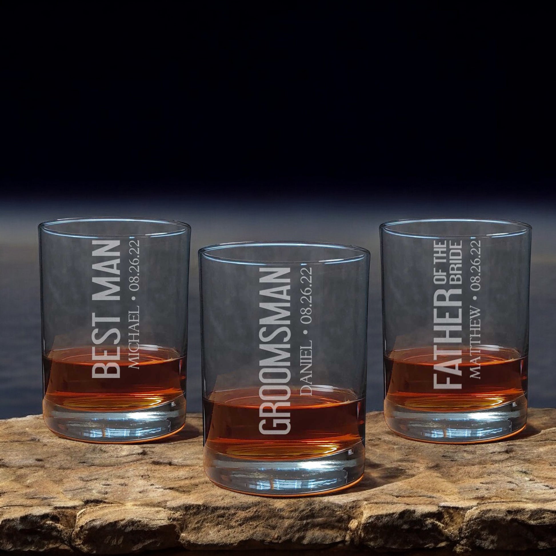 Bestman, Groomsman, Father of the Bride Whiskey Glass 