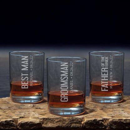 Bestman, Groomsman, Father of the Bride Whiskey Glass 