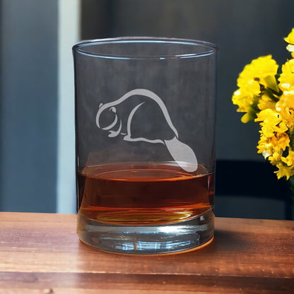 Beaver Whisky Glass - Copyright Hues in Glass