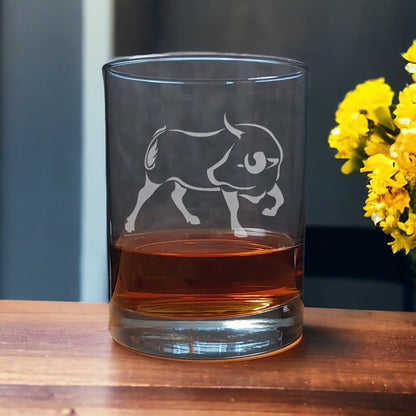 Bull 13 oz Whisky Glass - Design 3 - Copyright Hues in Glass