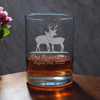 Deer (Stag and Doe) Whisky Glass - Copyright Hues in Glass 