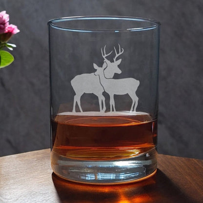 Deer (Stag and Doe) Whisky Glass - Copyright Hues in Glass 