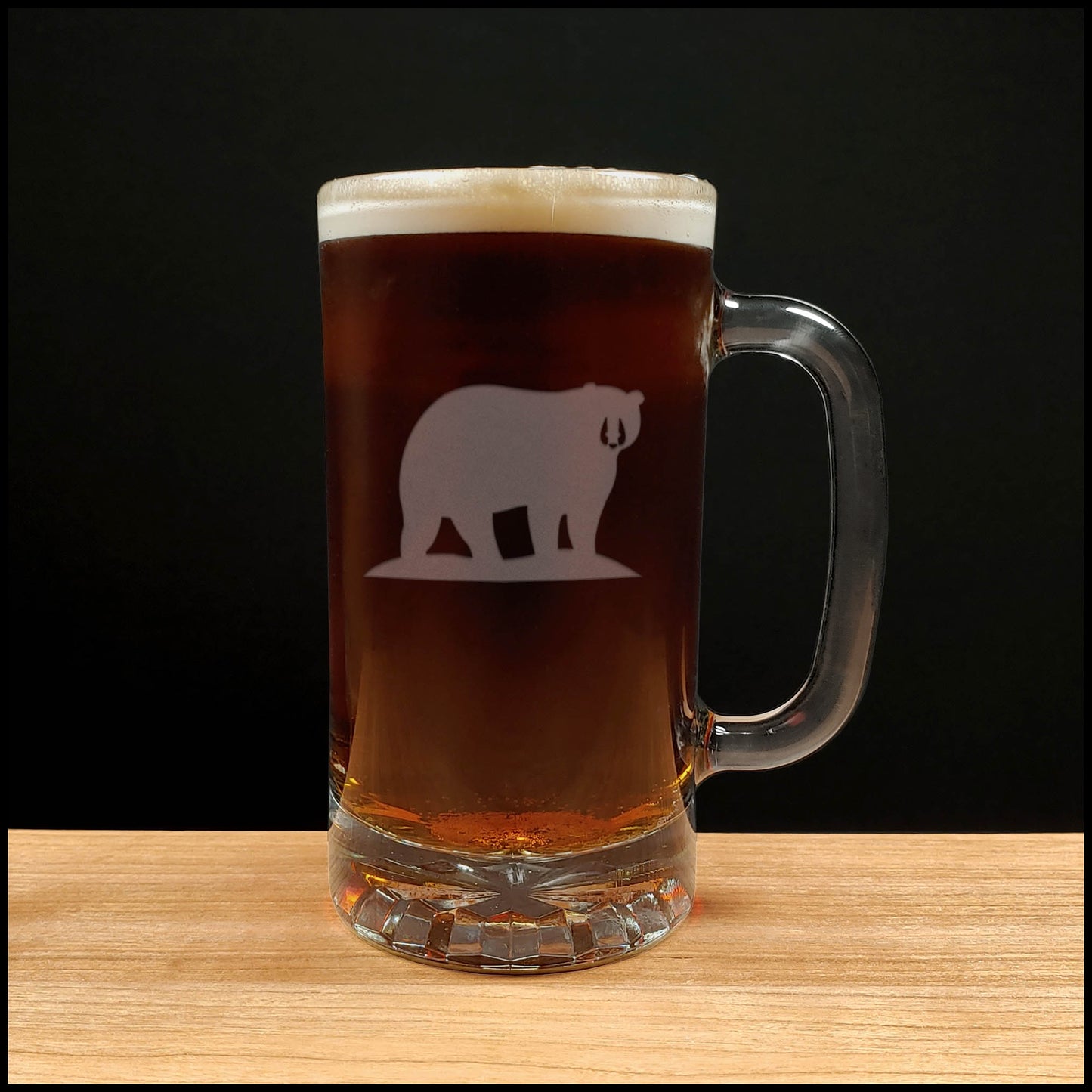 Bear Beer Mug with Dark Beer - Copyright Hues in Glass