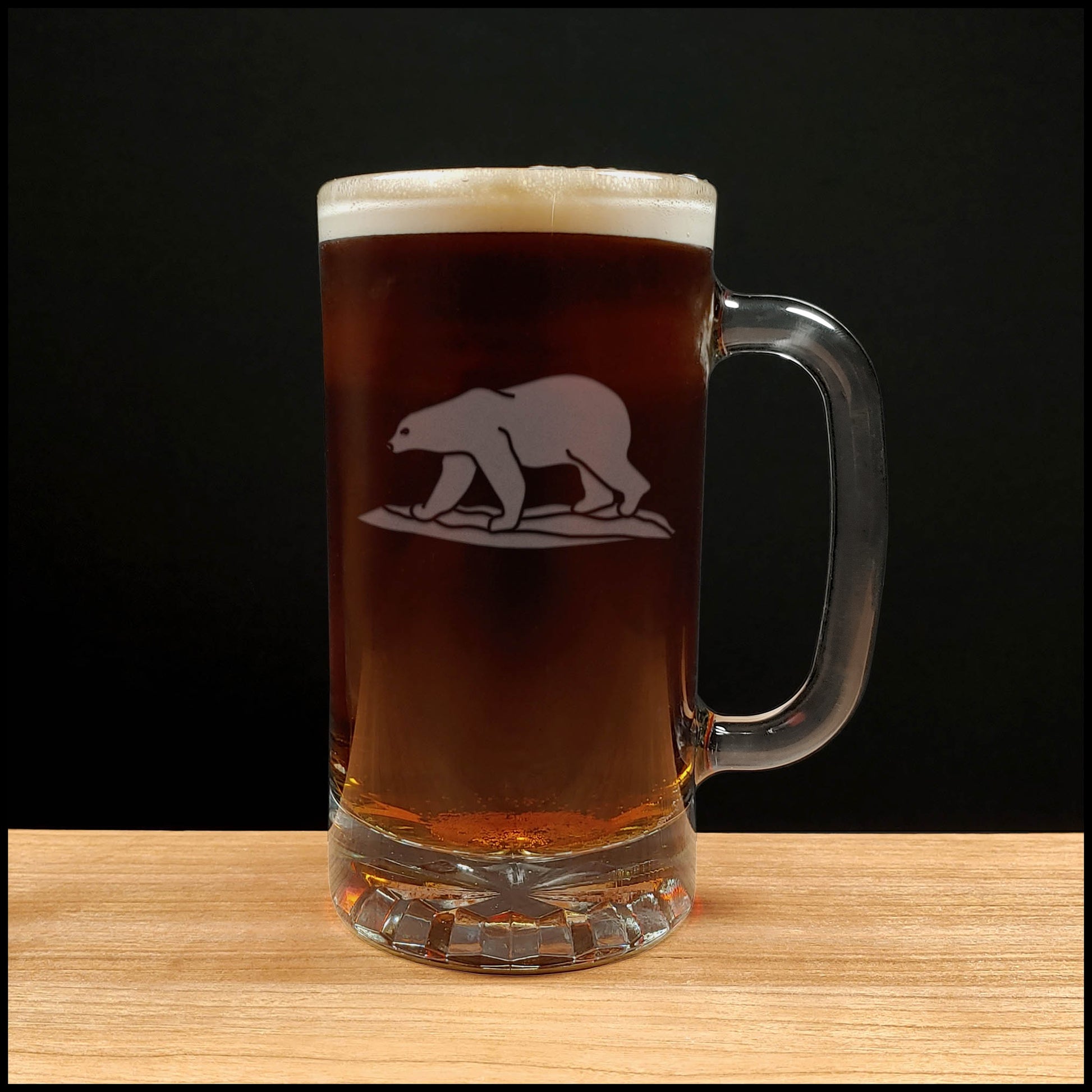 Polar Bear Beer Mug with Dark Beer - Copyright Hues in Glass