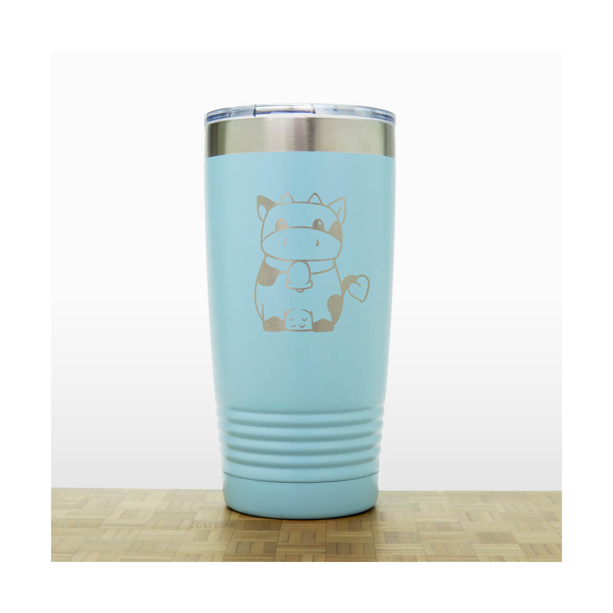 Teal - Cow Cute - 20 oz Insulated Tumbler - Copyright Hues in Glass