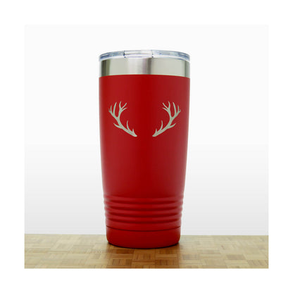 Red - Deer Antlers 20 oz Insulated Tumbler - Copyright Hues in Glass