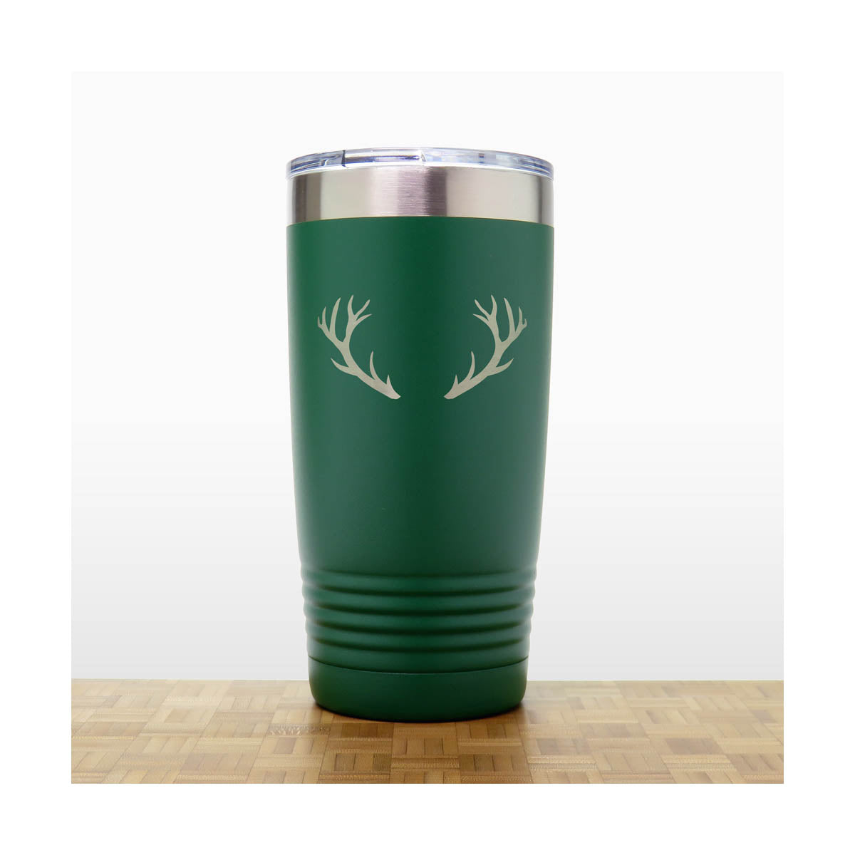 Green - Deer Antlers 20 oz Insulated Tumbler - Copyright Hues in Glass