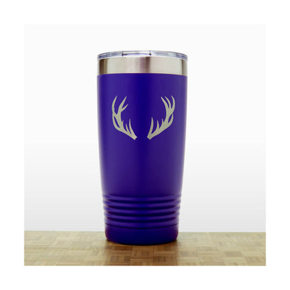 Purple - Deer Antlers 20 oz Insulated Tumbler - Design 2 - Copyright Hues in Glass