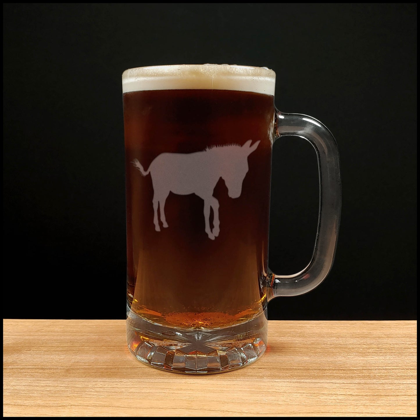 Donkey Beer Mug with Dark Beer - Copyright Hues in Glass