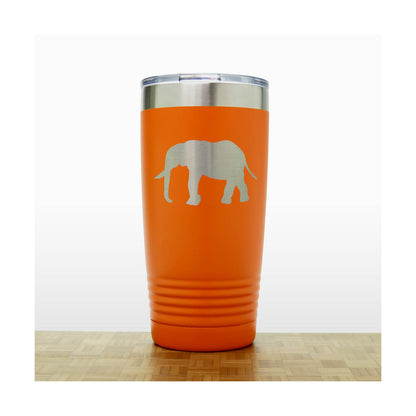 Orange - Elephant 20 oz Insulated Travel Tumbler - Design 5 - Copyright Hues in Glass