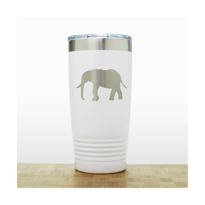 White - Elephant 20 oz Insulated Travel Tumbler - Design 5 - Copyright Hues in Glass