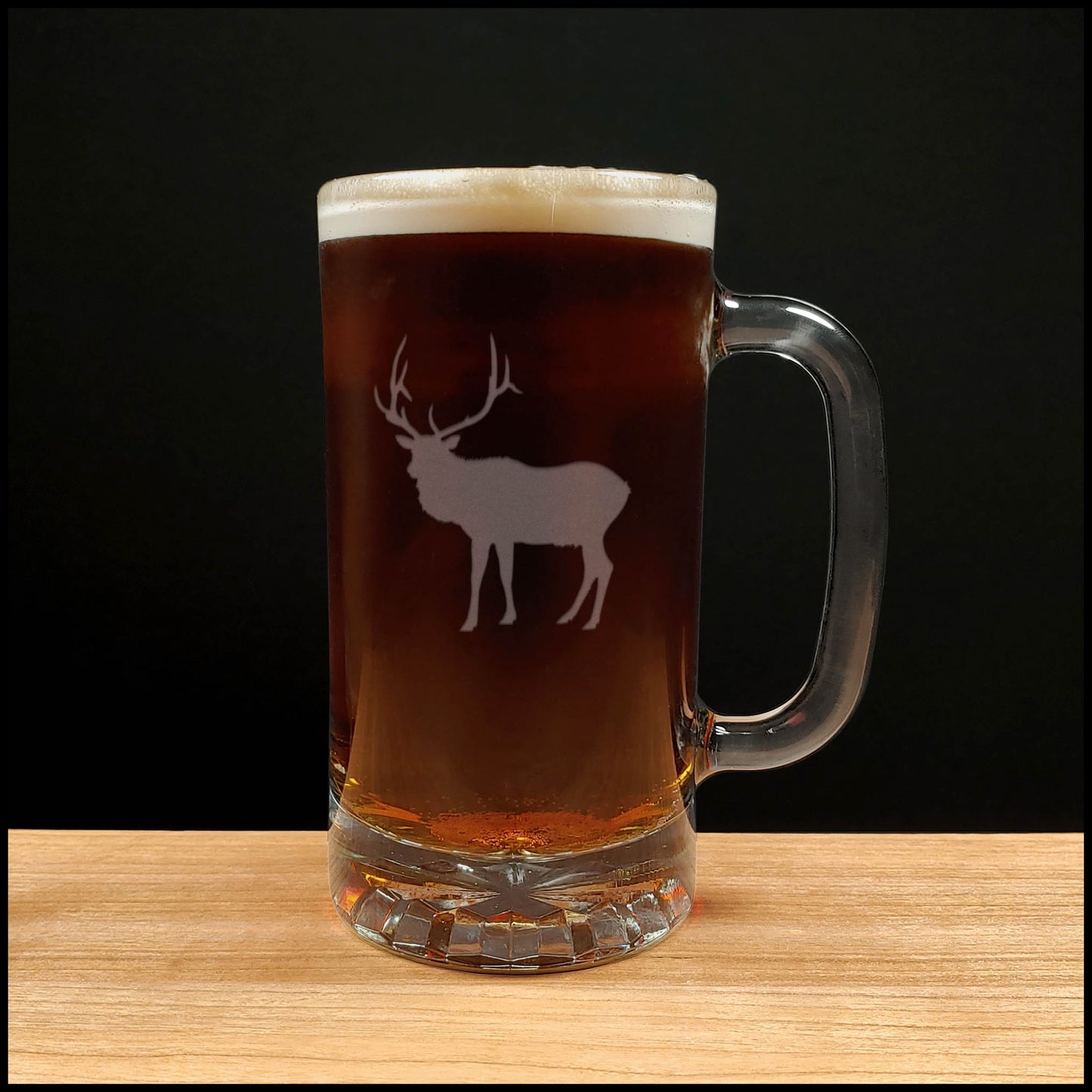 Elk Beer Mug with Dark Beer - Copyright Hues in Glass