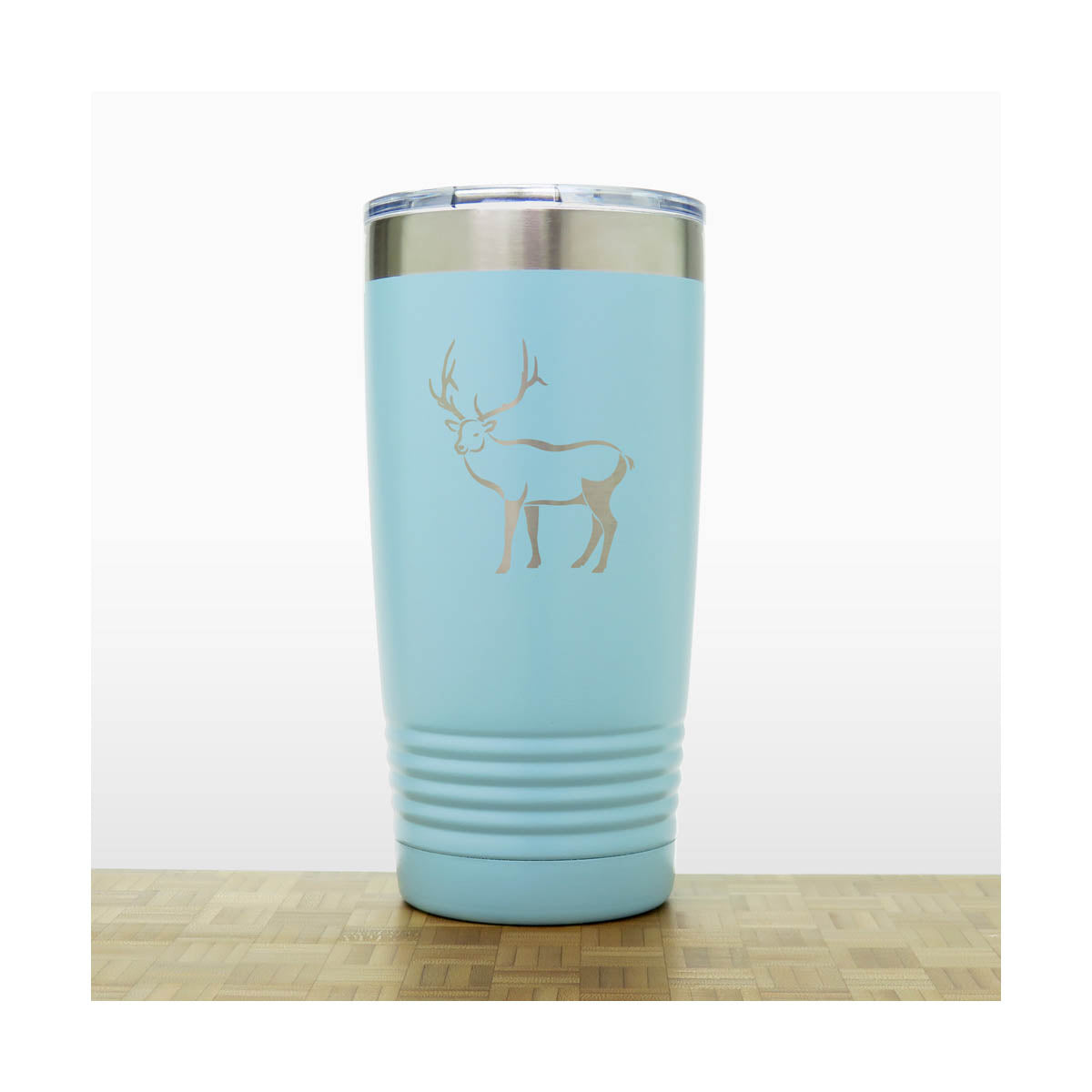 Teal - Elk 20 oz Insulated Travel Tumbler - Design 3 - Copyright Hues in Glass