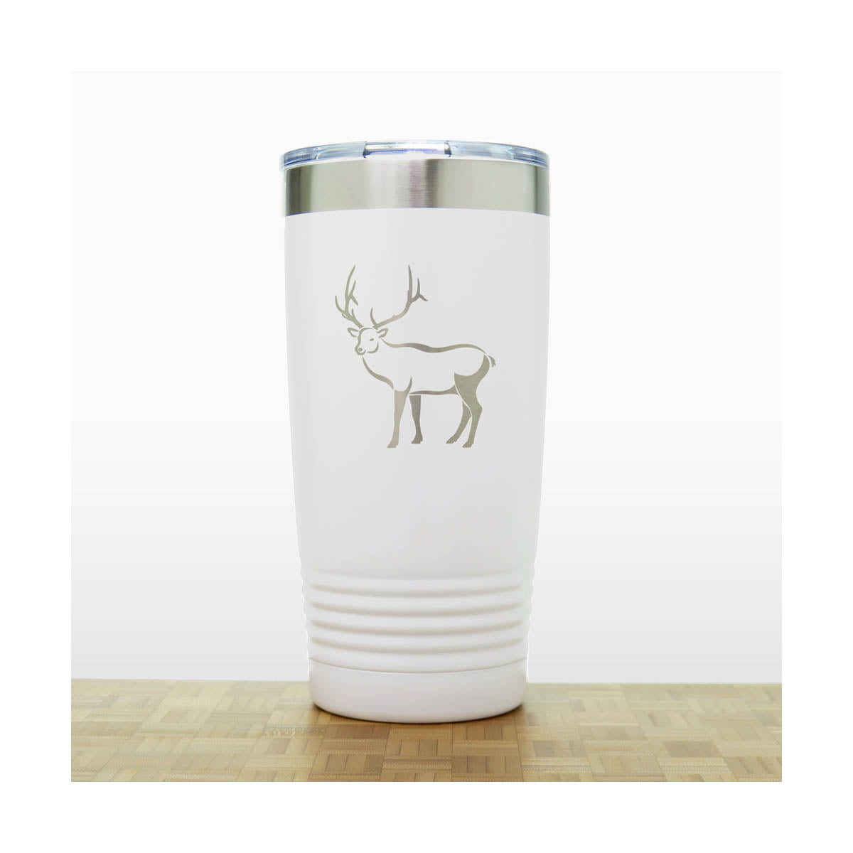 White - Elk 20 oz Insulated Travel Tumbler - Design 3 - Copyright Hues in Glass