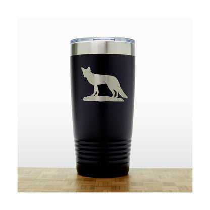 Black - Fox 20 oz Engraved Insulated Travel Tumbler - Design 3 - Copyright Hues in Glass