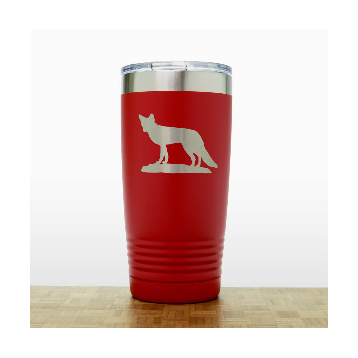 Red - Fox 20 oz Engraved Insulated Travel Tumbler - Design 3 - Copyright Hues in Glass