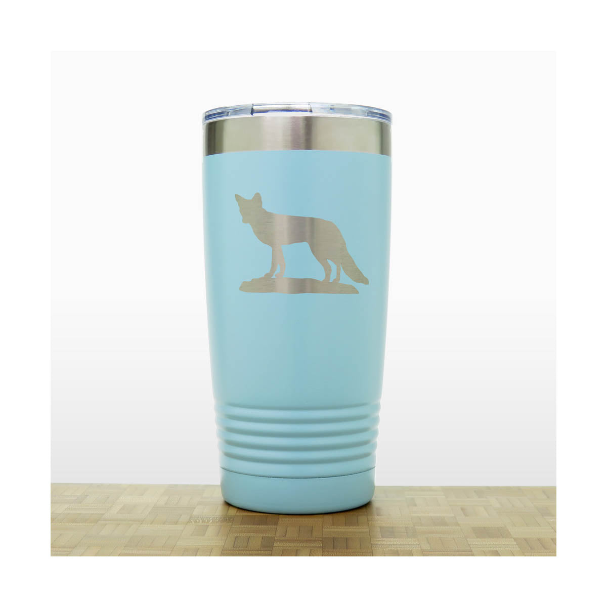 Teal - Fox 20 oz Engraved Insulated Travel Tumbler - Design 3 - Copyright Hues in Glass