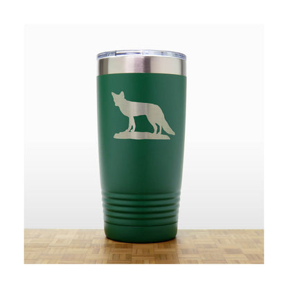 Green - Fox 20 oz Engraved Insulated Travel Tumbler - Design 3 - Copyright Hues in Glass