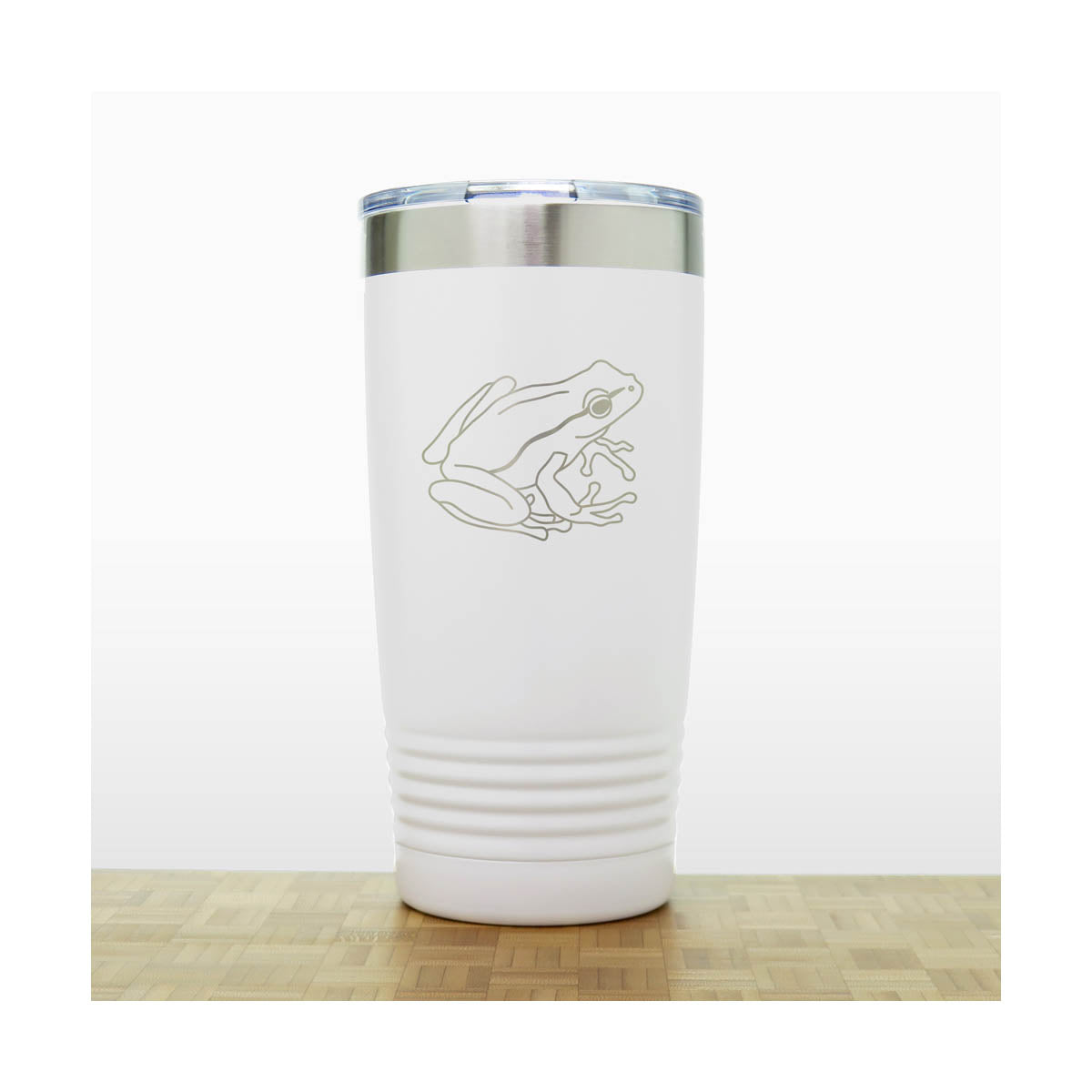 White - Garden Frog Engraved 20 oz Insulated Tumbler - Copyright Hues in Glass