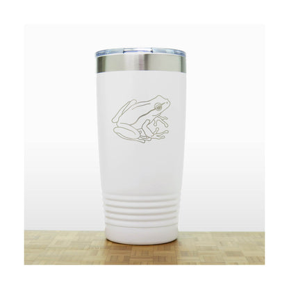 White - Garden Frog Engraved 20 oz Insulated Tumbler - Copyright Hues in Glass