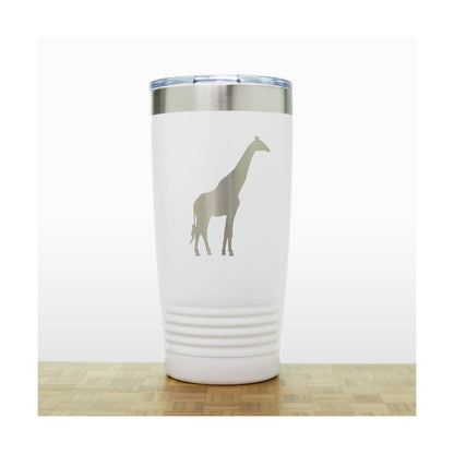 White - Giraffe Engraved 20 oz Insulated Tumbler - Copyright Hues in Glass