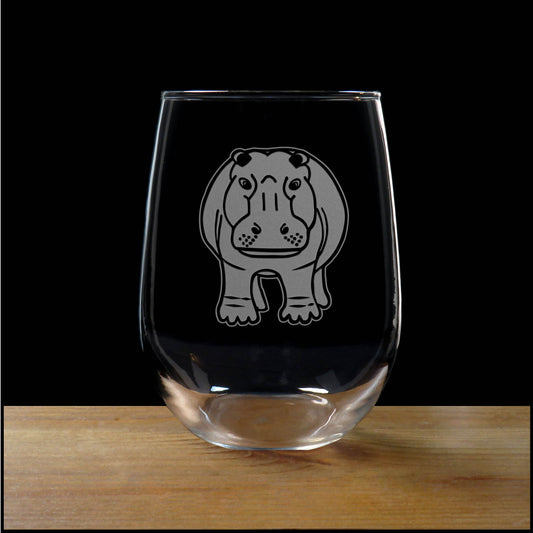 Hippo Stemless Wine Glass - Copyright Hues in Glass