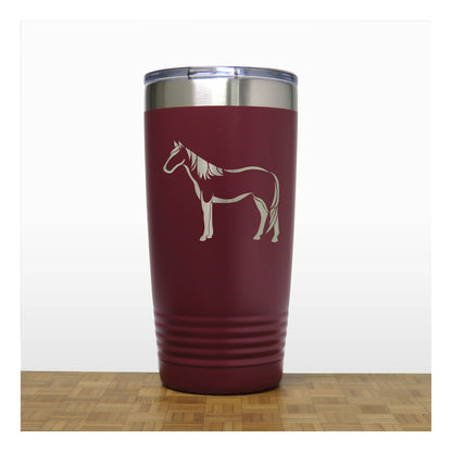 Maroon - Standing Horse Engraved 20 oz Insulated Tumbler - Copyright Hues in Glass