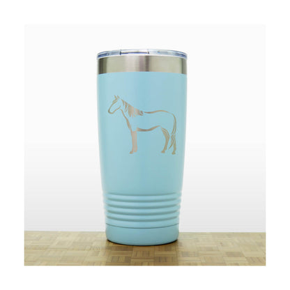 Teal - Standing Horse Engraved 20 oz Insulated Tumbler - Copyright Hues in Glass