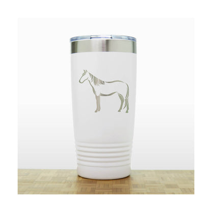 White - Standing Horse Engraved 20 oz Insulated Tumbler - Copyright Hues in Glass