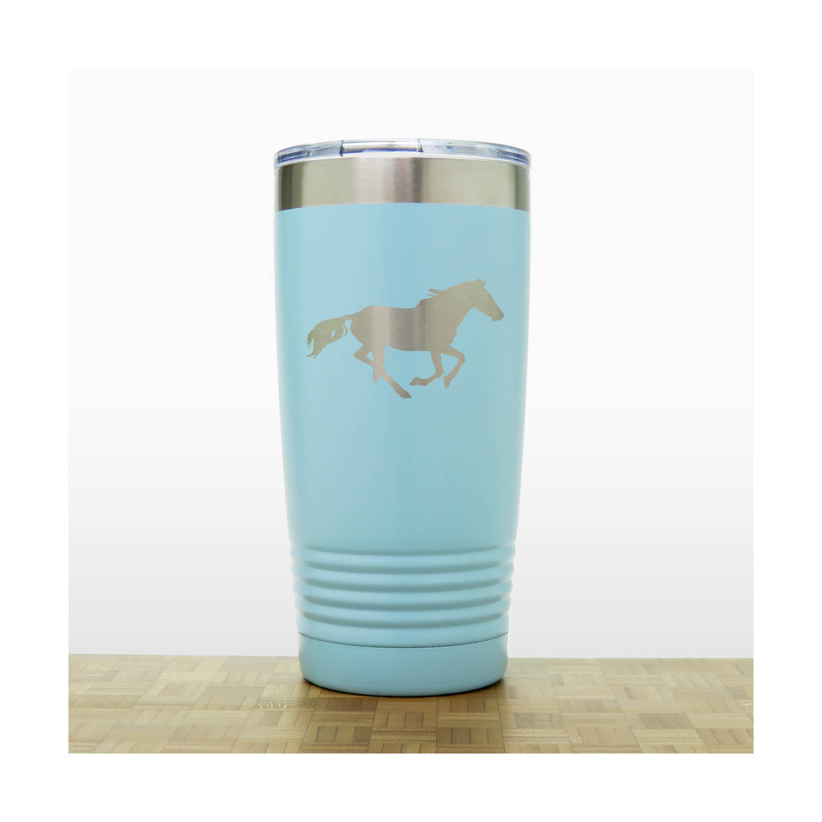 Teal - Running Horse Engraved 20 oz Insulated Tumbler - Copyright Hues in Glass