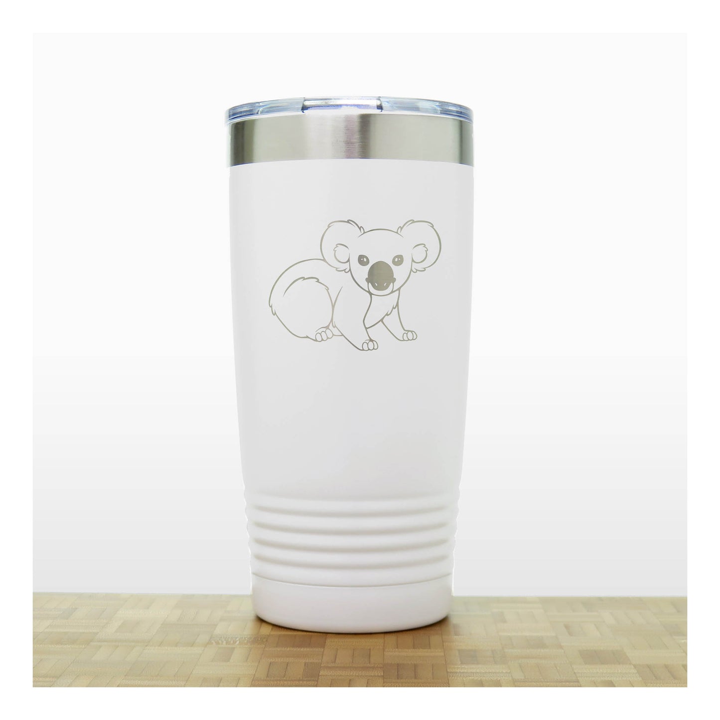 White - Koala Engraved 20 oz Insulated Tumbler - Copyright Hues in Glass