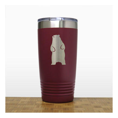 Maroon - Bear_Stand - 20 oz Insulated Tumbler - Copyright Hues in Glass