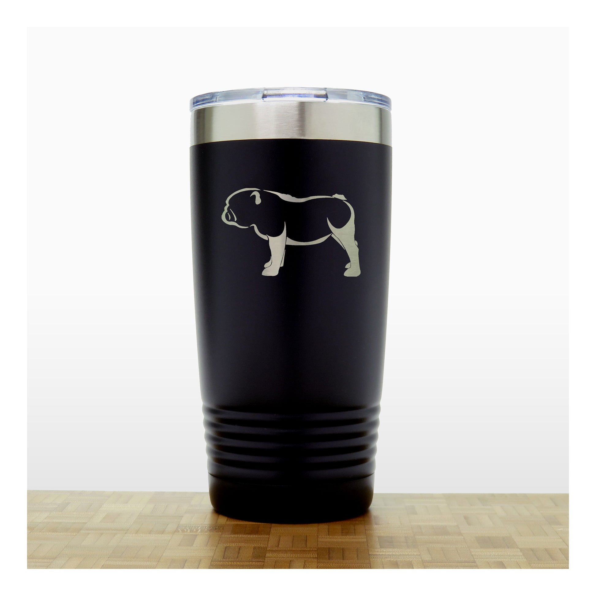 Black - Bulldog - 20 oz Insulated Tumbler - Copyright Hues in Glass