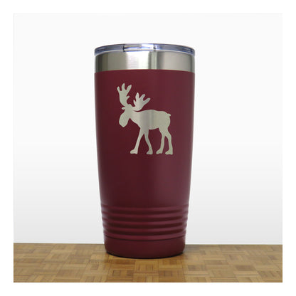 Maroon - Whimsical Moose 3 20 oz Insulated Tumbler - Copyright Hues in Glass