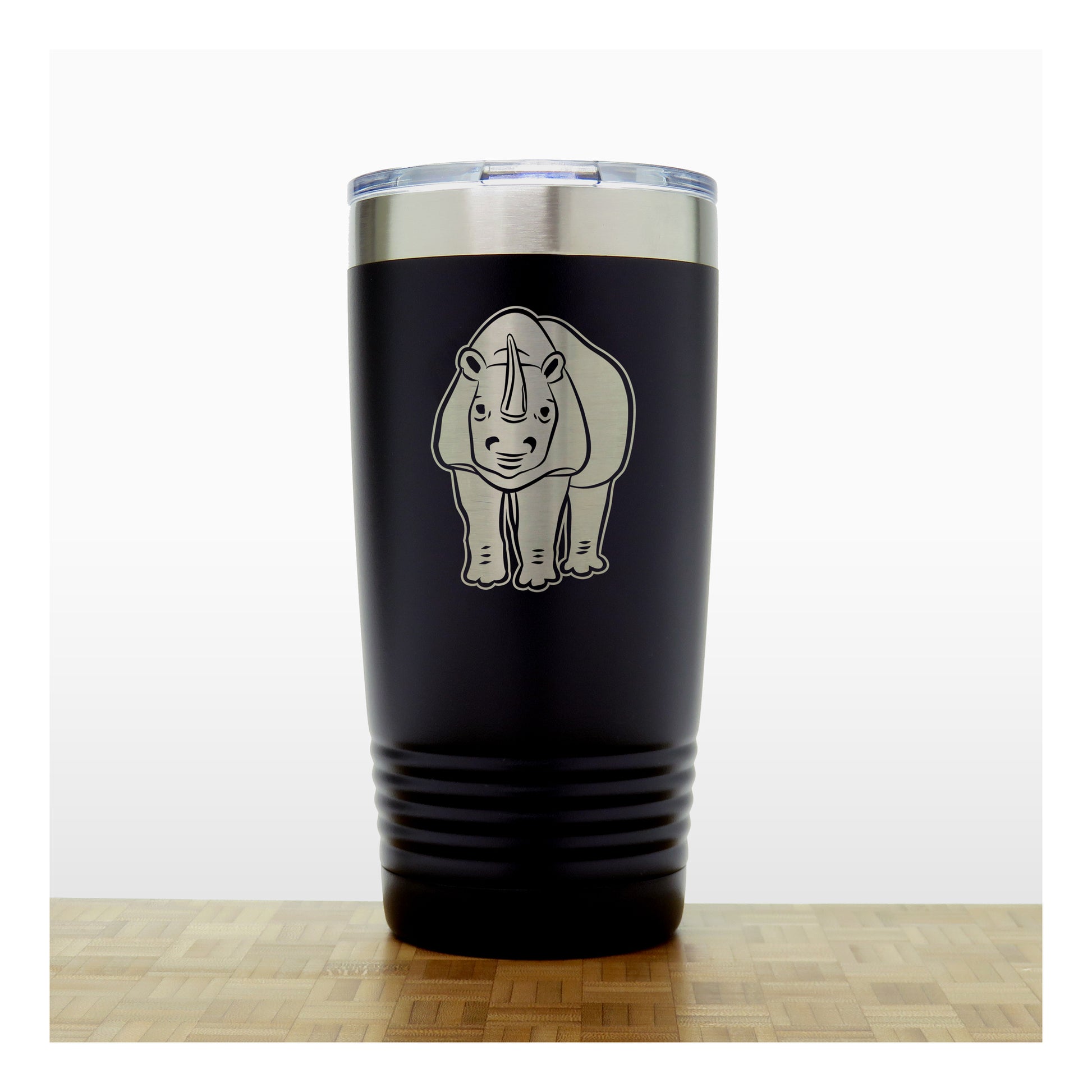 Black - Rhinoceros 20 oz Insulated Tumbler - Copyright Hues in Glass