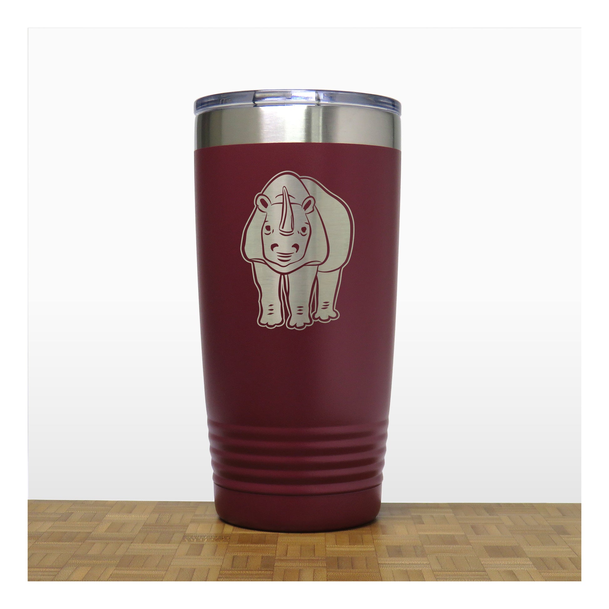 Maroon - Rhinoceros 20 oz Insulated Tumbler - Copyright Hues in Glass