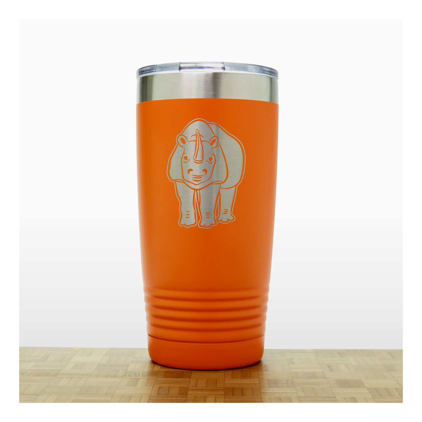 Orange - Rhinoceros 20 oz Insulated Tumbler - Copyright Hues in Glass