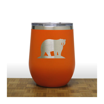 Orange - Bear PC 12oz STEMLESS WINE - Copyright Hues in Glass