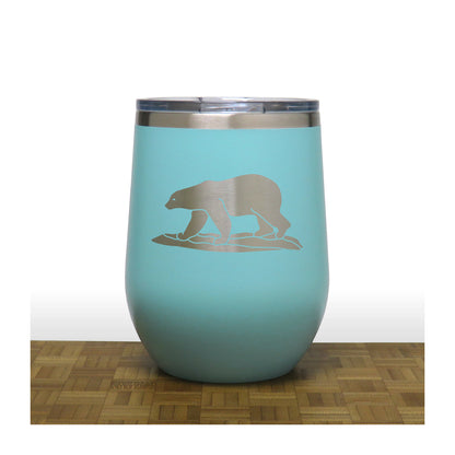 Teal - Polar Bear PC 12oz STEMLESS WINE