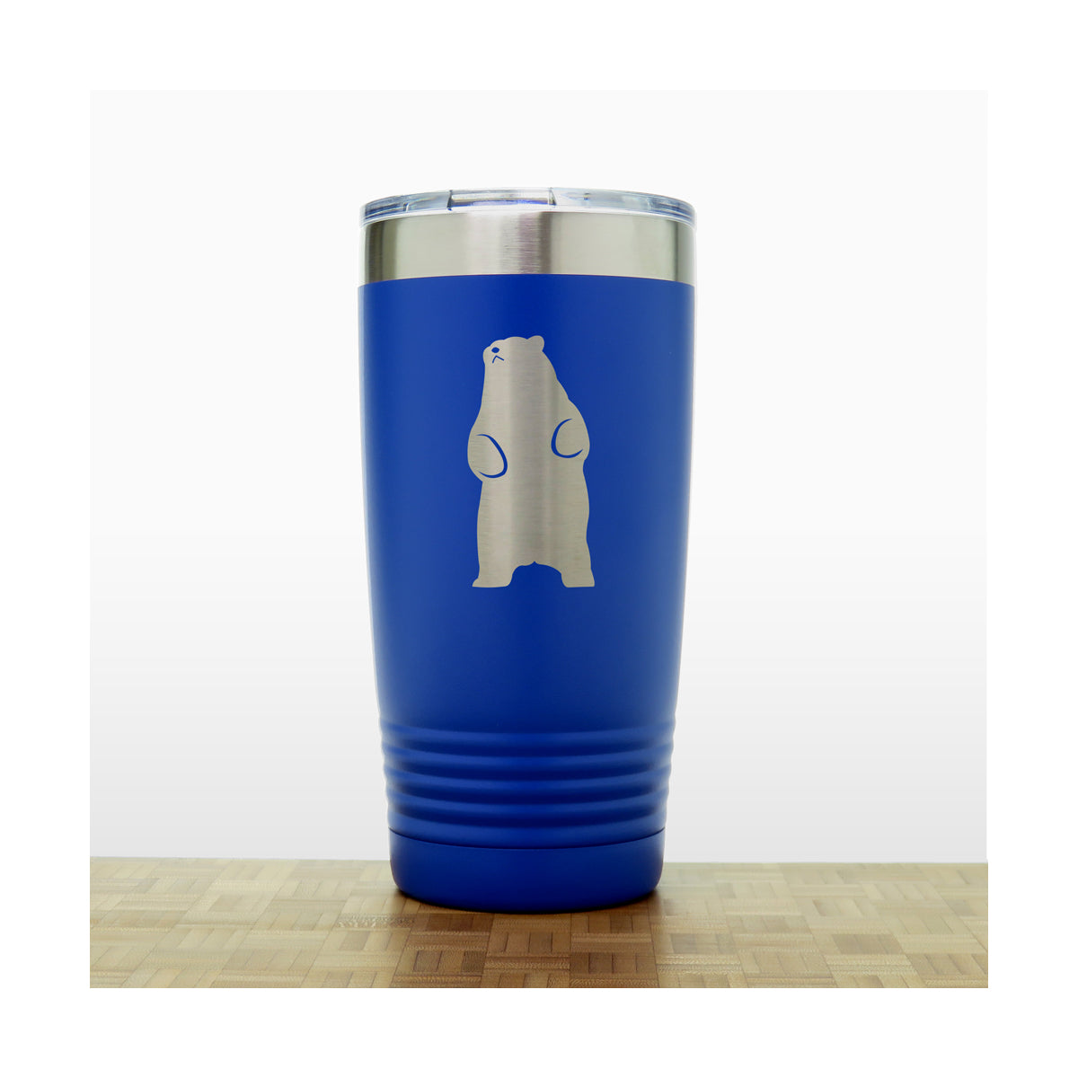 Blue - Bear_Stand - 20 oz Insulated Tumbler - Copyright Hues in Glass