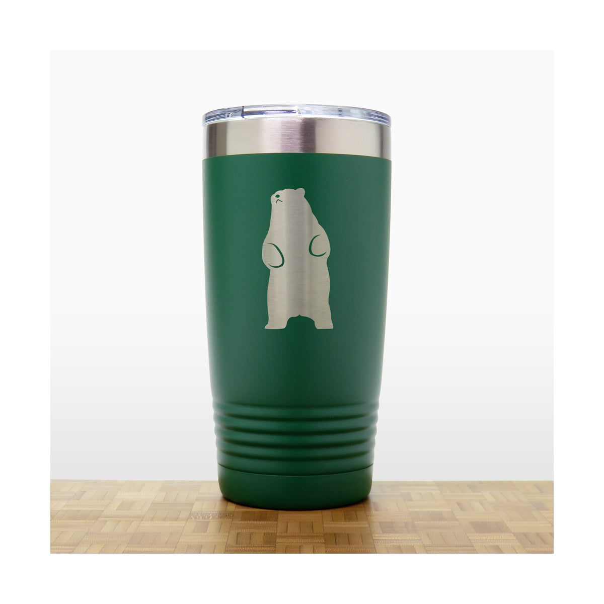 Green - Bear_Stand - 20 oz Insulated Tumbler - Copyright Hues in Glass