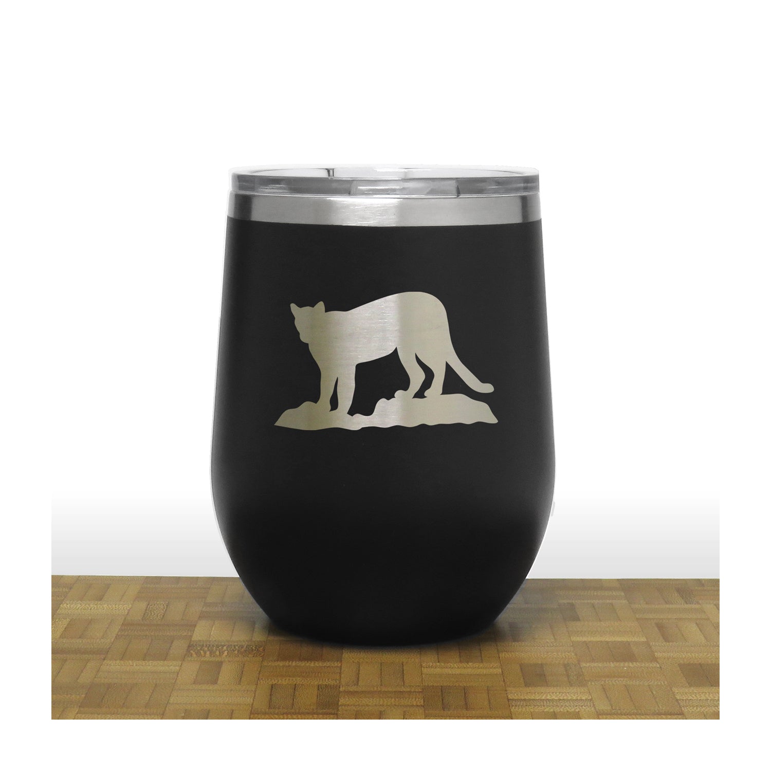 Black - Cougar PC 12oz STEMLESS WINE